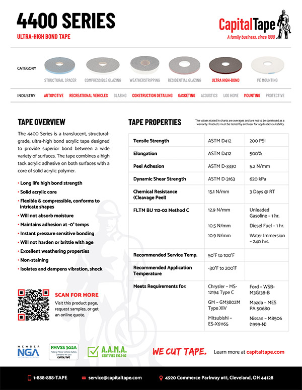 4400 Series Acrylic Foam Tape | 4400 Ultra High Bond Tape | Capital Tape