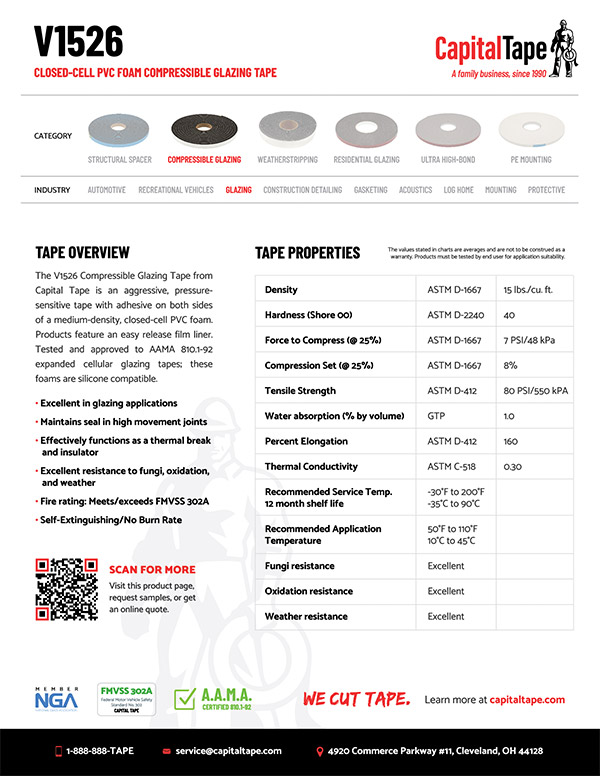 V1526 Foam Tape | V1500 Series Foam Tape | Capital Tape