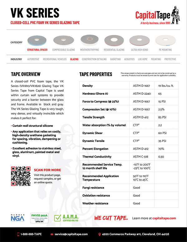 VK Series Tape | Structural Spacer Tape | Capital Tape Company